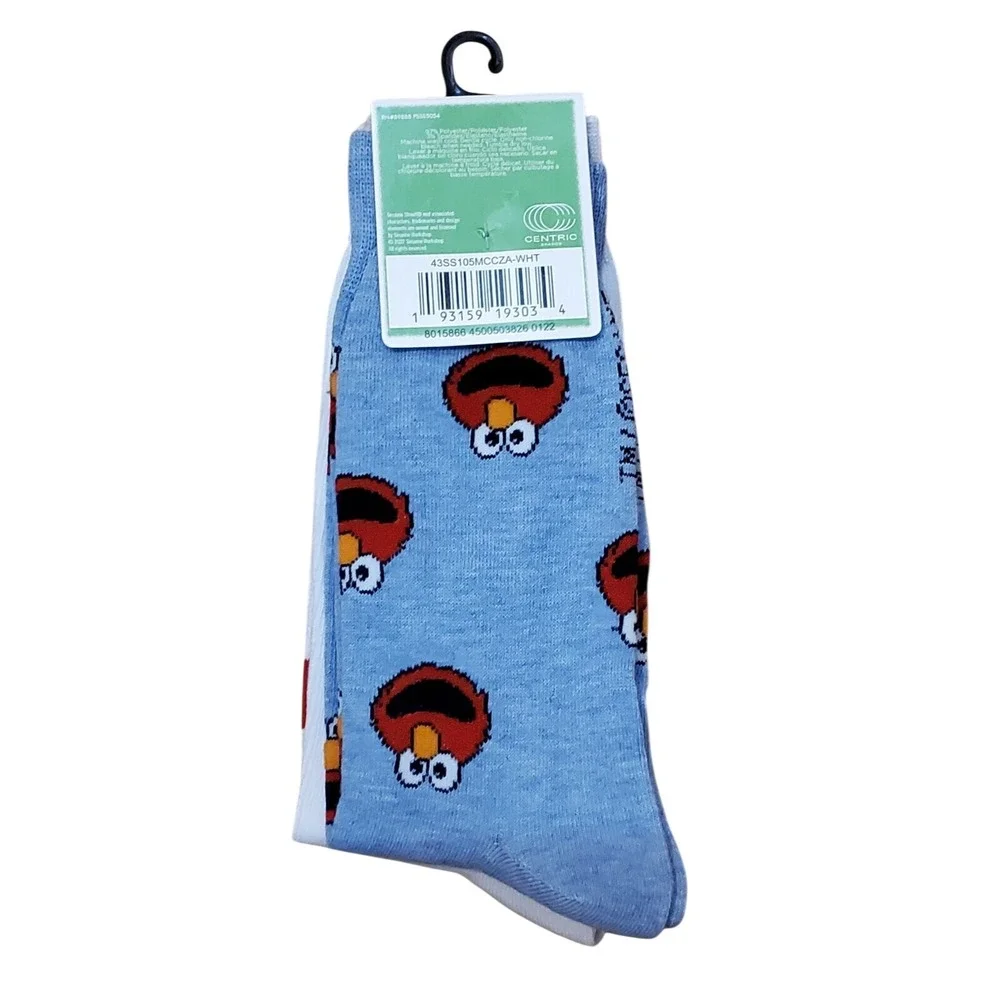 Sesame Street Big Bird & Elmo Crew Socks 2 Pairs New Men's‎